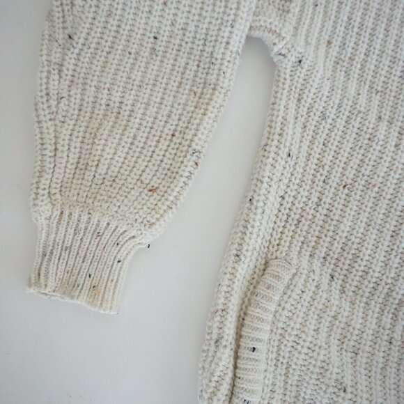 Vintage Newcomer Cream Chunky Knit 10% Wool Button Up Cardigan Sweater S - Picture 9 of 11